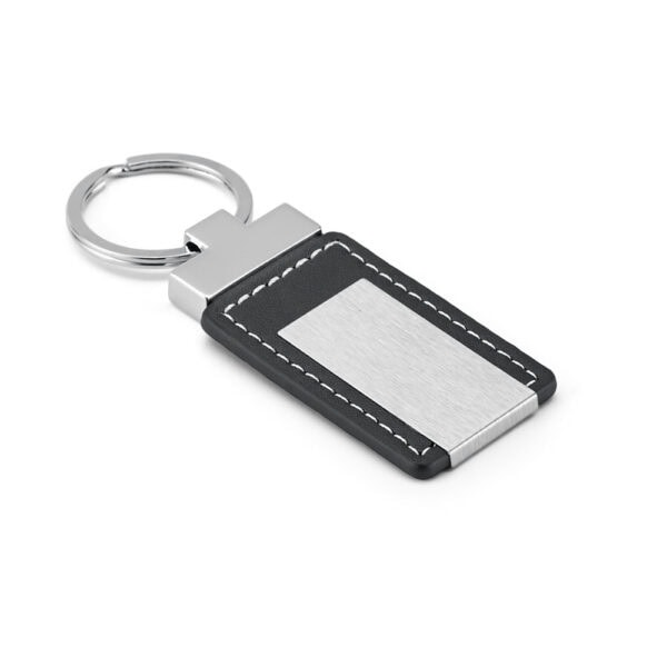 Chaveiro personalizado couro sintético preto gravação laser