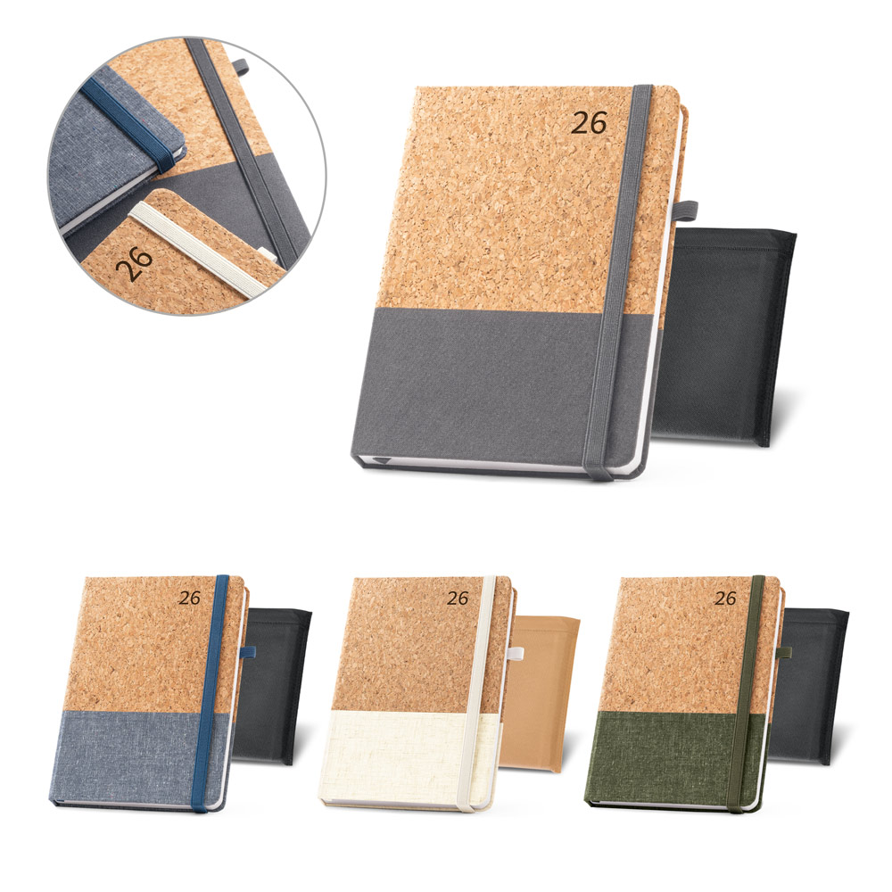 - Huble Brindes Corporativos (21x14 cm) | Agenda Personalizada Anual Cortiço e Linho - HUBSP-66199