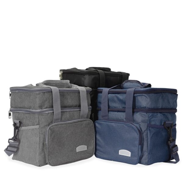 Bolsa térmica personalizada azul escuro gravação transfer B2B