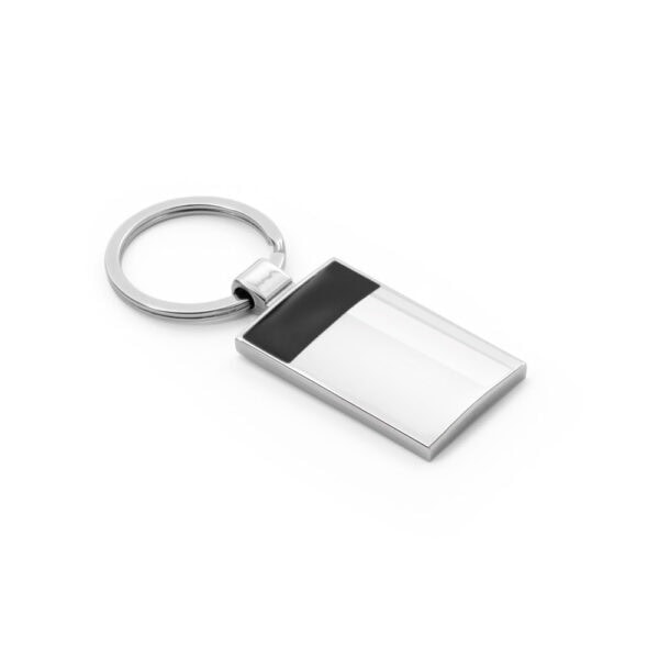 Brinde corporativo chaveiro metal preto com logo empresa laser
