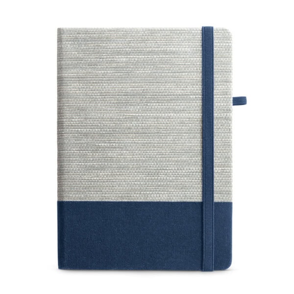 Brinde caderno A5 azul gravação UV digital corporativo