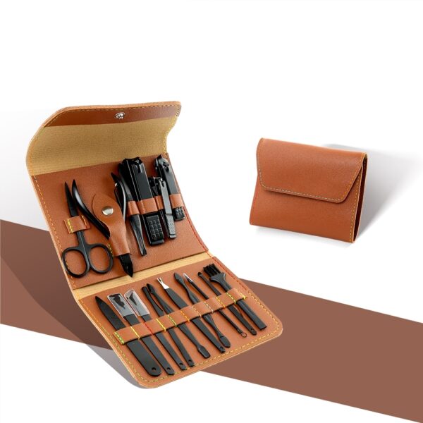 Kit manicure marrom com logo empresarial gravação UV digital