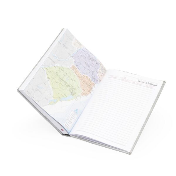 Agenda anual couro rosa com logo silk corporativo