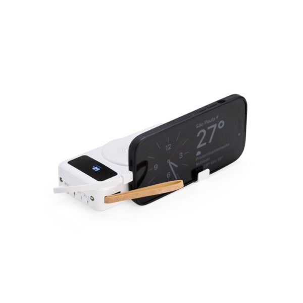 Power bank corporativo branco multissaídas brinde promocional