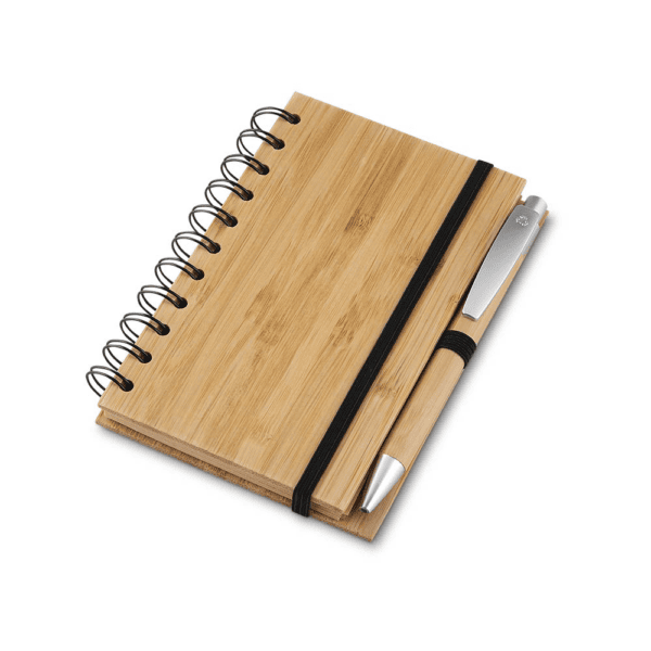 Kit Executivo Personalizado Ecológico 2 Peças Caderno Bambu Pautado
