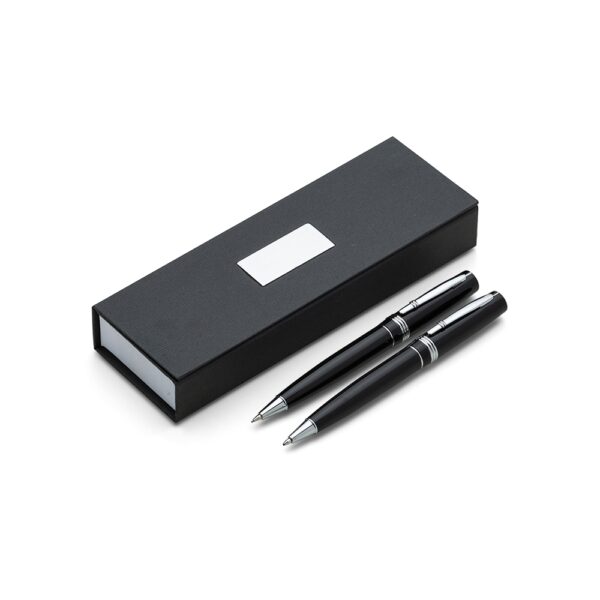 Conjunto metal cinza caneta lapiseira brinde corporativo logo