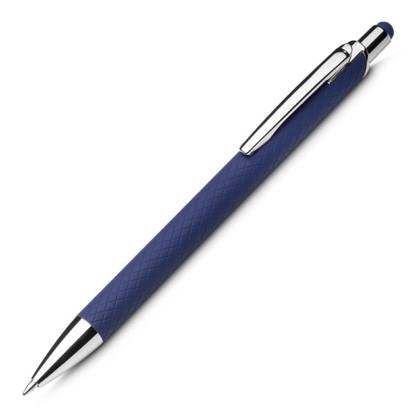 Caneta metal azul com logo corporativo gravação laser