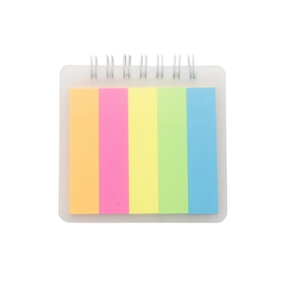 Caderno autoadesivo laranja com logomarca para clientes