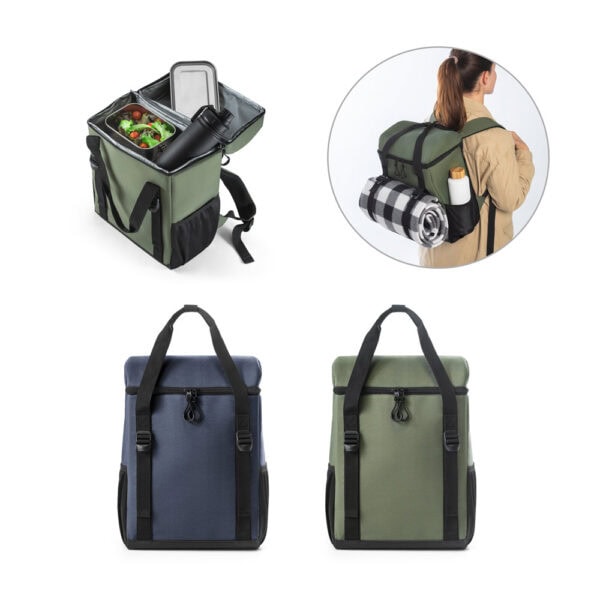 Mochila térmica personalizada azul gravação transfer B2B