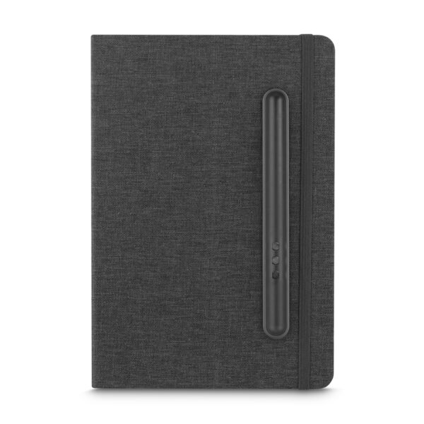Brinde corporativo caderno cinza gravação silk