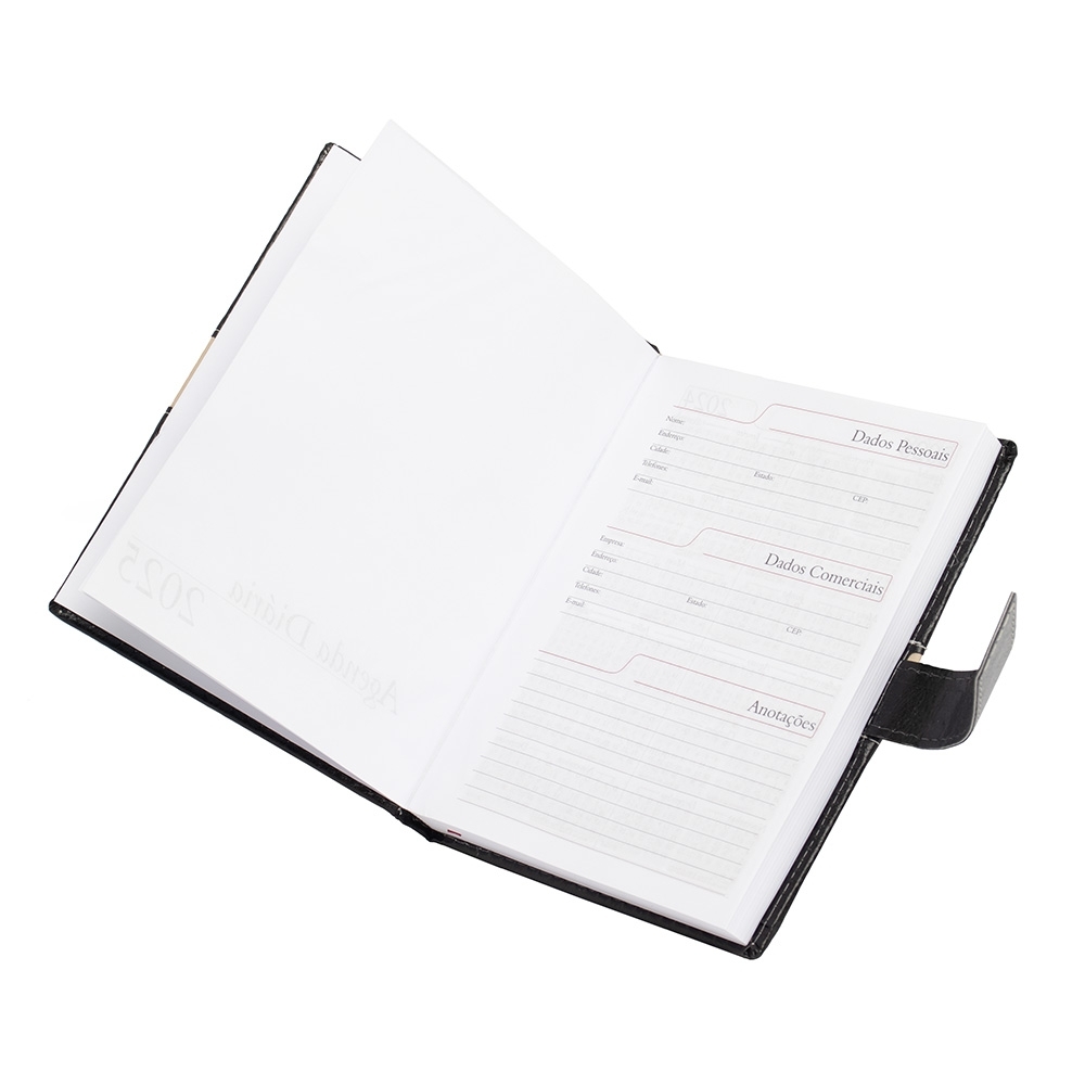 - Huble Brindes Corporativos (20x14 cm) | Agenda Personalizada Diária Anual Fecho Couro - HUBZB-13919 - Imagem 7