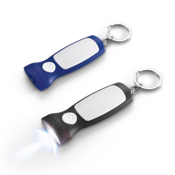 Chaveiro personalizado LED azul com gravação silk