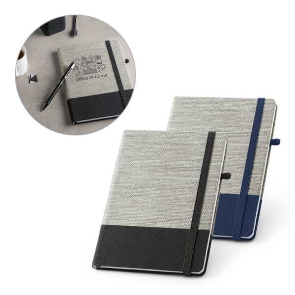 Caderno personalizado capa dura A5 azul corporativo