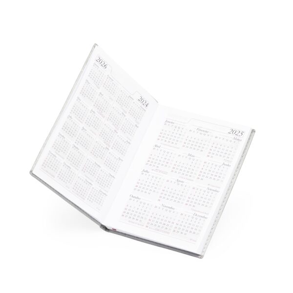 Agenda diária couro prata gravação silk corporativa