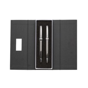 Caneta Metal Personalizada Kit Lapiseira Detalhes Cromados