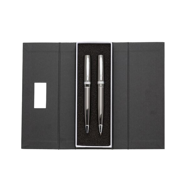 Caneta Metal Personalizada Kit Lapiseira Detalhes Cromados