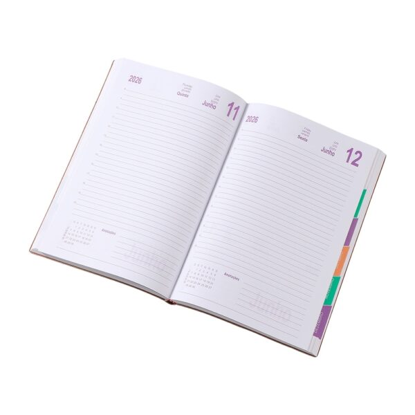Agenda personalizada bege 21x14 cm impressão UV corporativa