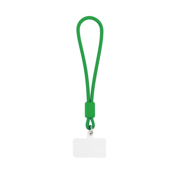 Pulseira corporativa verde para celular gravada silk