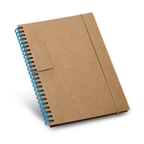 Caderno reciclado azul claro brinde personalizado com logo