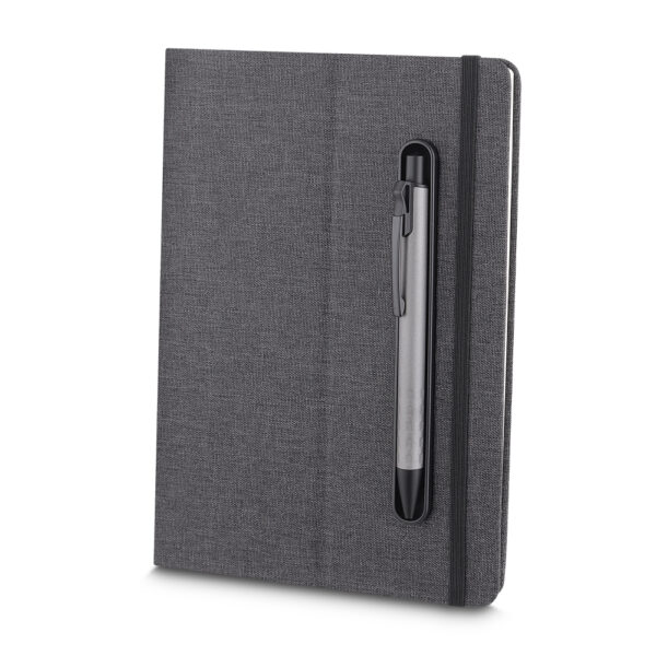 Caderno personalizado azul com logomarca silk B2B