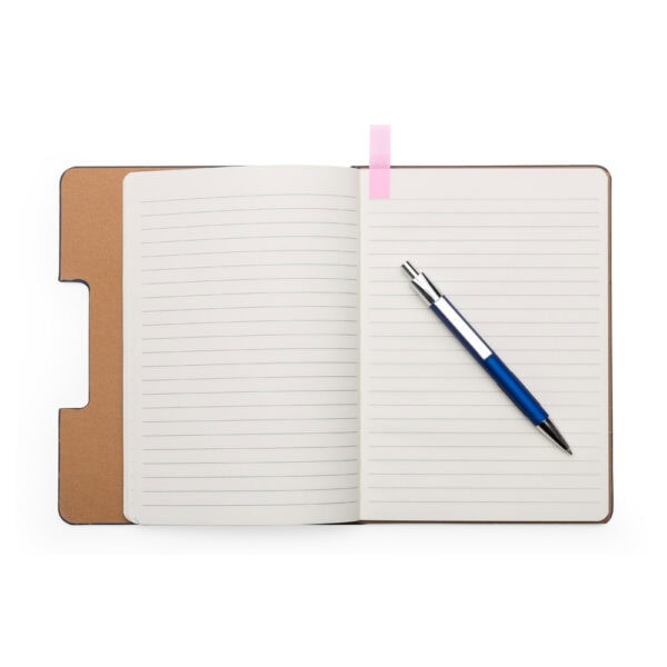 Caderno com logo silk screen azul 21x14 cm B2B