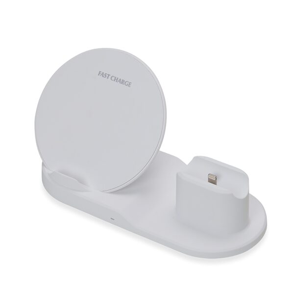 Carregador sem fio branco com logo empresa gravação silk