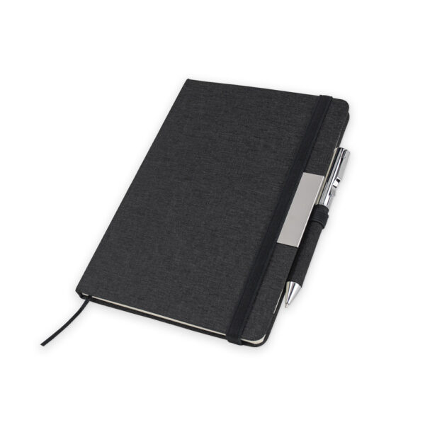 Brinde corporativo kit caderno caneta gravação laser preto