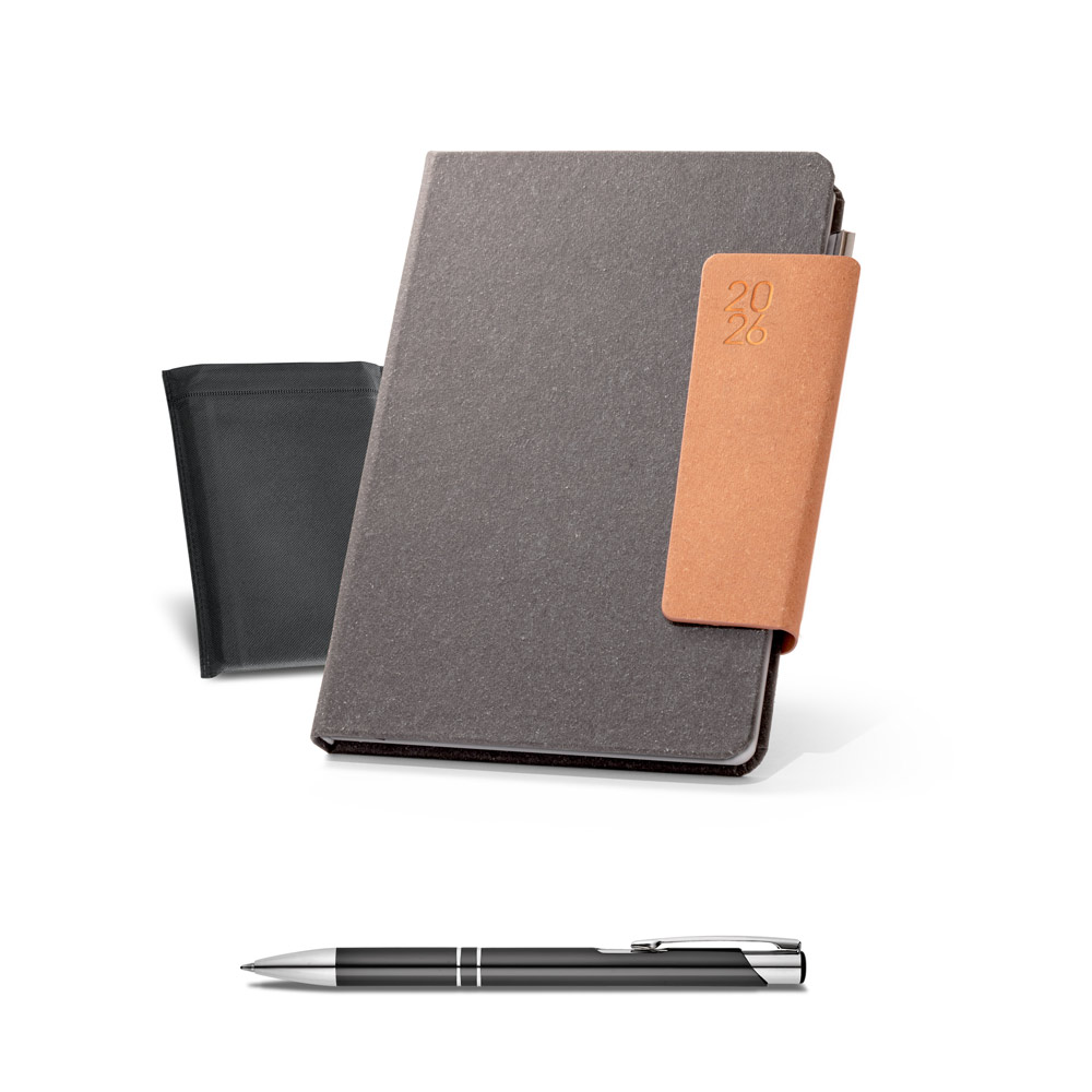 - Huble Brindes Corporativos (24x17 cm) | Agenda Personalizada Anual Pele Reciclada- HUBSP-66217