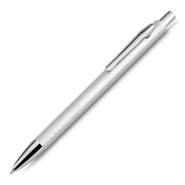 Caneta corporativa prata UV digital com logomarca
