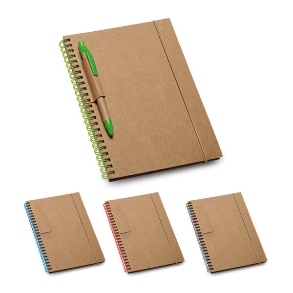 Caderno personalizado B6 pautado reciclado vermelho com logo