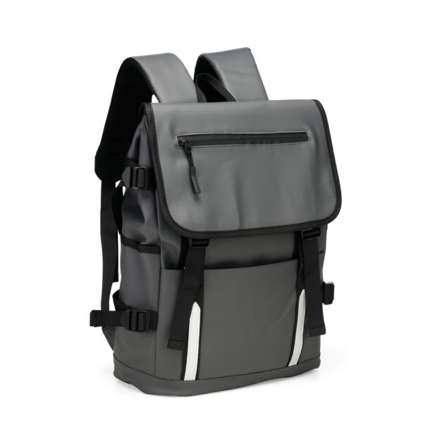 Mochila corporativa couro sintético cinza com logo empresa