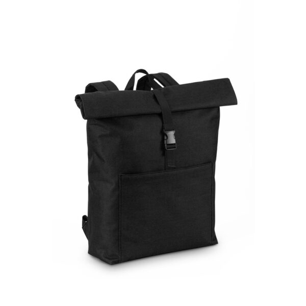 Mochila corporativa preta com gravação transfer logo