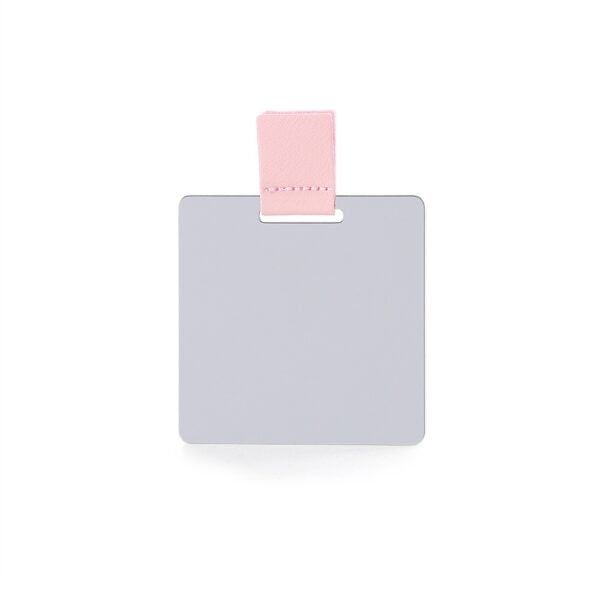 Brinde feminino espelho inox com impressão silk branco