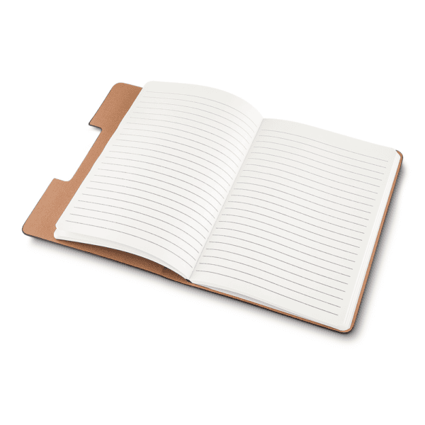 Caderno corporativo personalizado com pauta e gravação