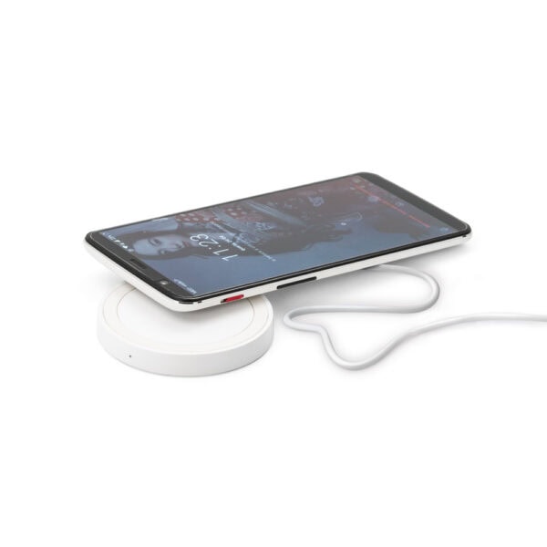 Carregador wireless azul royal com logomarca corporativa