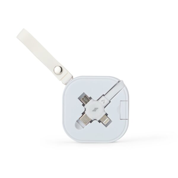Brinde corporativo cabo USB 3 em 1 branco personalizado silk