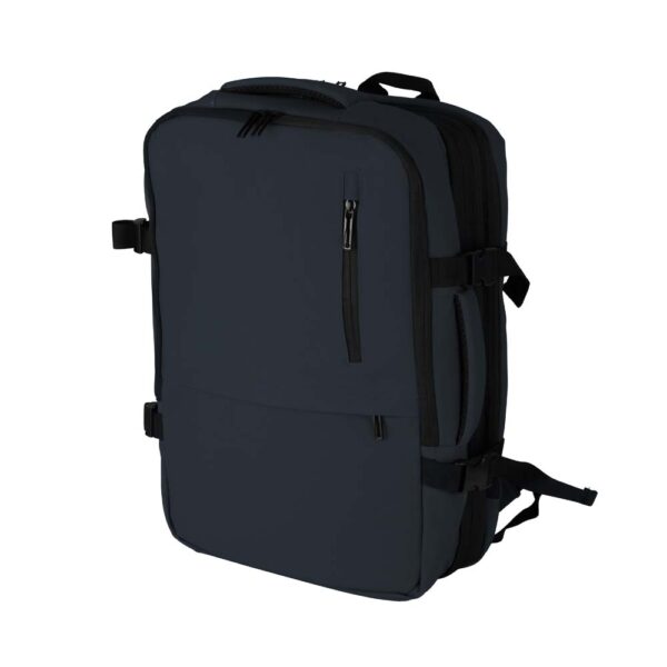 Mochila corporativa cinza com expansor e gravação