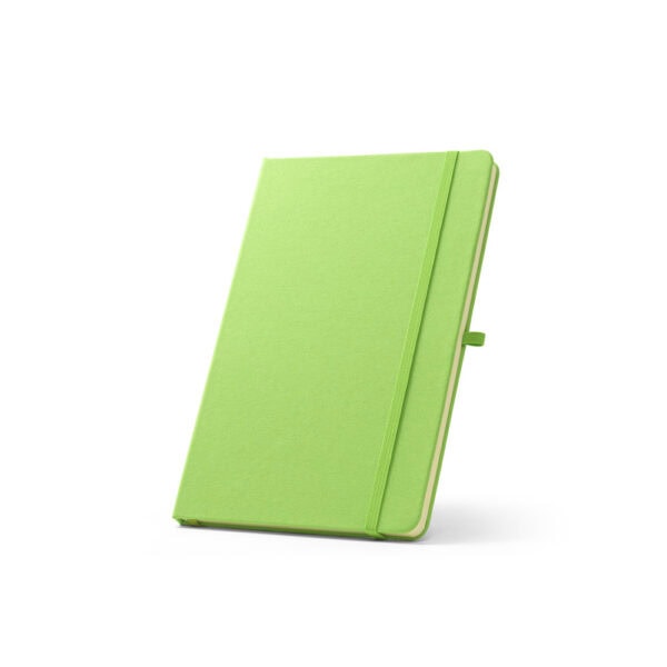 Caderno azul A5 capa dura poliéster reciclado gravação transfer