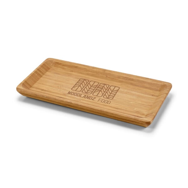 Travessa bambu cor natural com logo gravado a laser