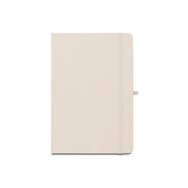 Caderno rosa personalizado A5 poliéster reciclado brinde corporativo