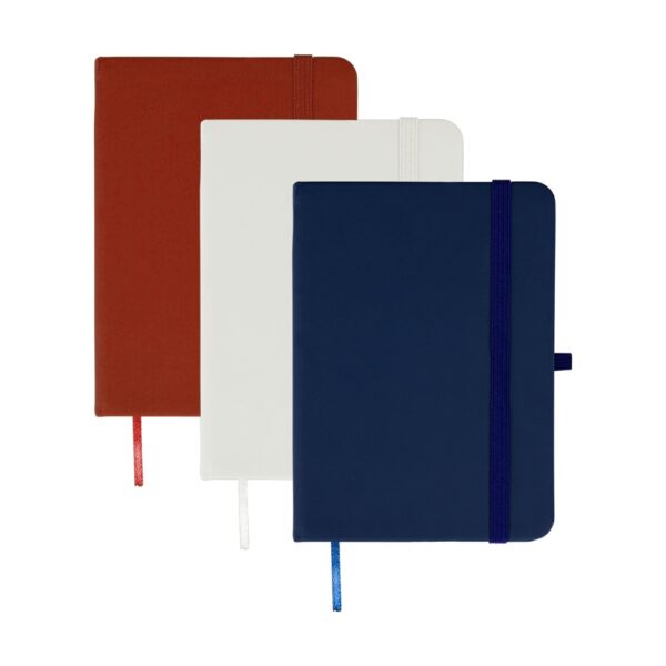Caderno personalizado tipo moleskine emborrachado azul escuro