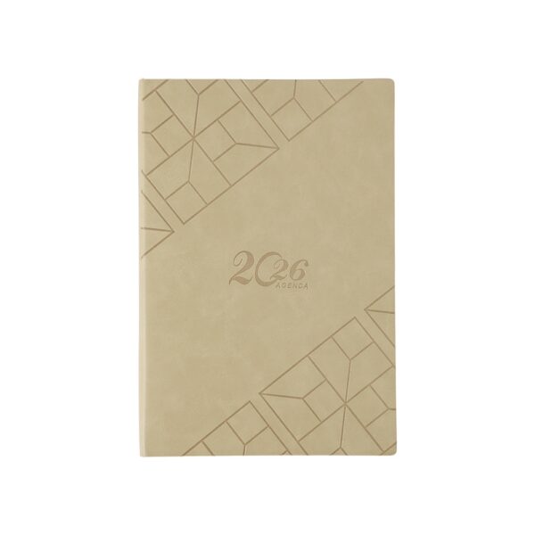 Agenda personalizada anual couro sintético bege 21x14 cm