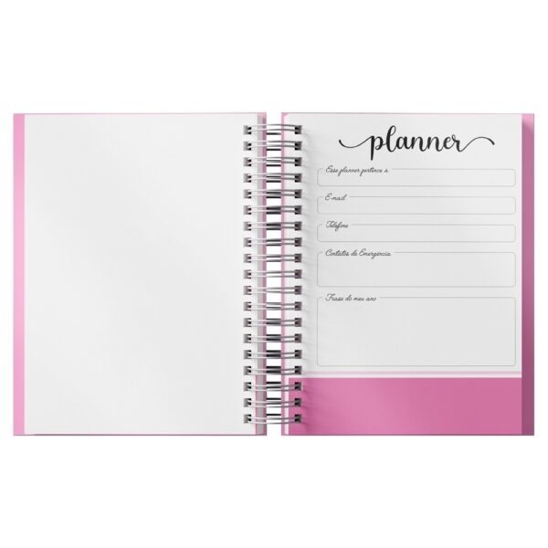 Agenda corporativa rosa gravação UV digital personalizada