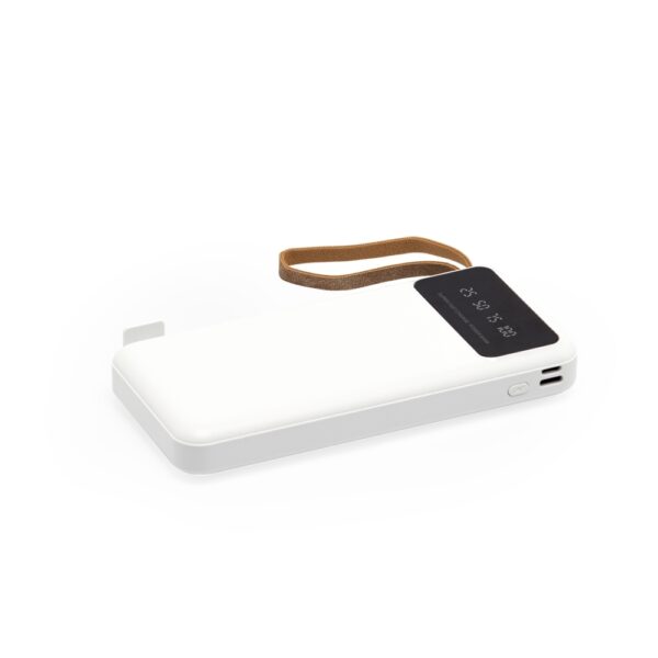 Carregador portátil corporativo branco com lanterna para brindes