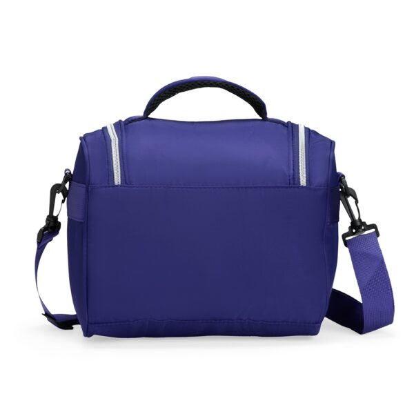 Bolsa térmica corporativa azul com logo empresa silk