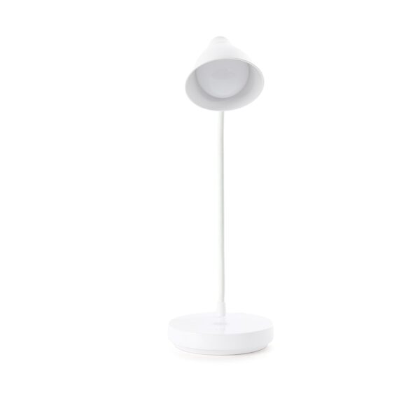 Luminária de mesa branca com logo empresa gravação silk