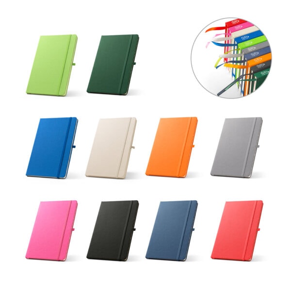 Caderno personalizado capa dura A5 poliéster reciclado para empresas