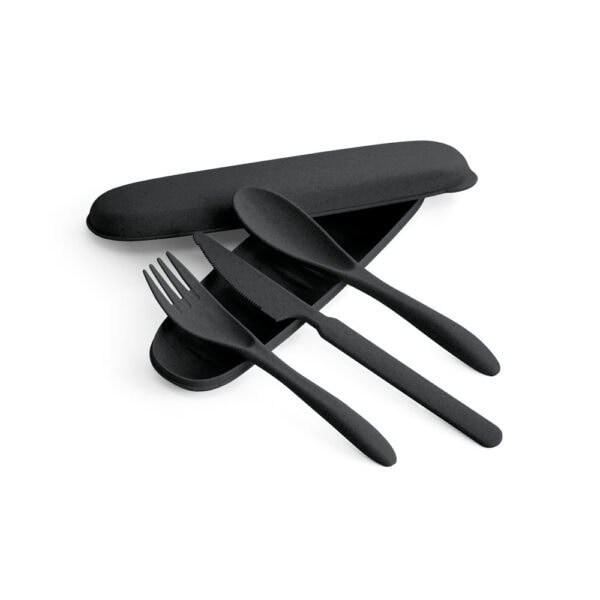 Talheres ecológicos bambu preto brindes para cozinha