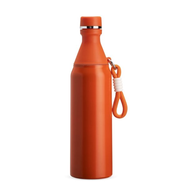 Garrafa térmica laranja personalizada vista lateral