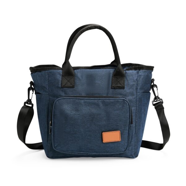Bolsa isotérmica personalizada preto azul brindes corporativos